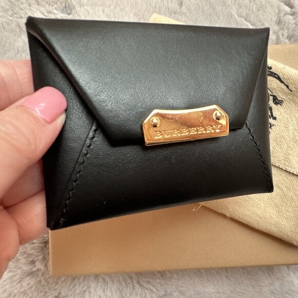 Authentic Burberry Black Smooth Leather Claxton Coin Case - Picture 5 of 12